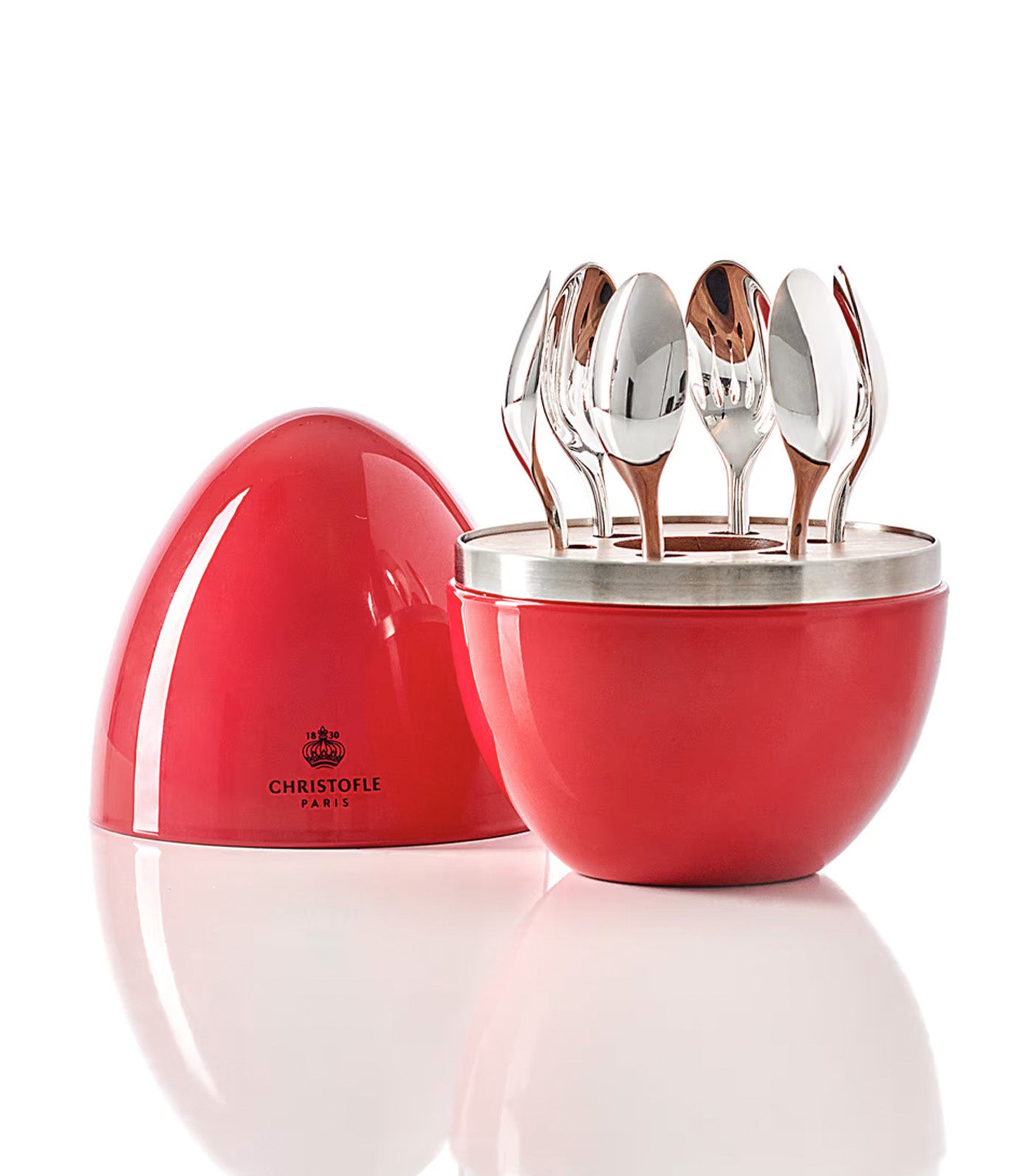Mood Coffee 6-Piece Silver-Plated Espresso Spoon Set Ruby Red