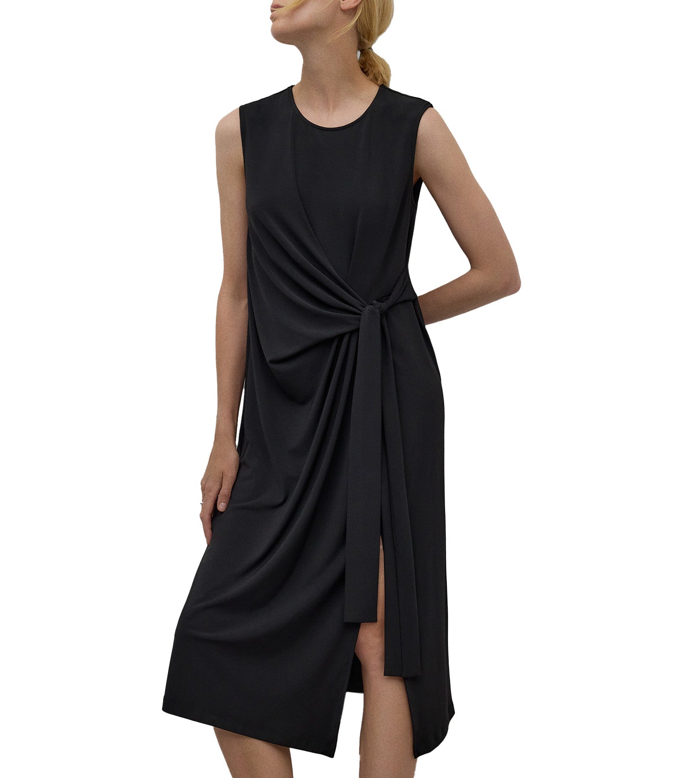 Midi Dress with Knot Black