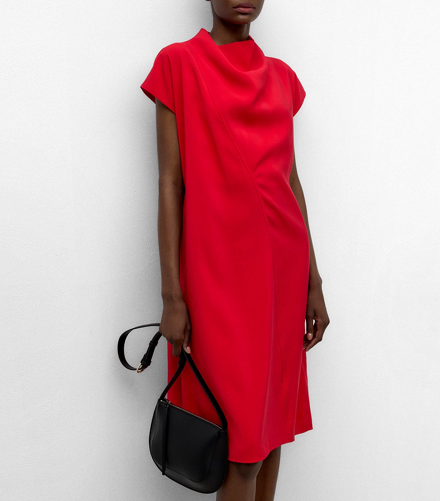 Dress with Draped Neckline Red