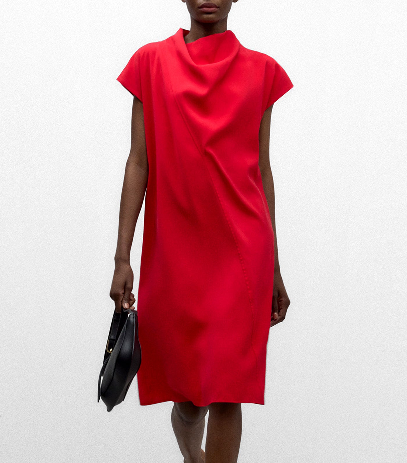 Dress with Draped Neckline Red