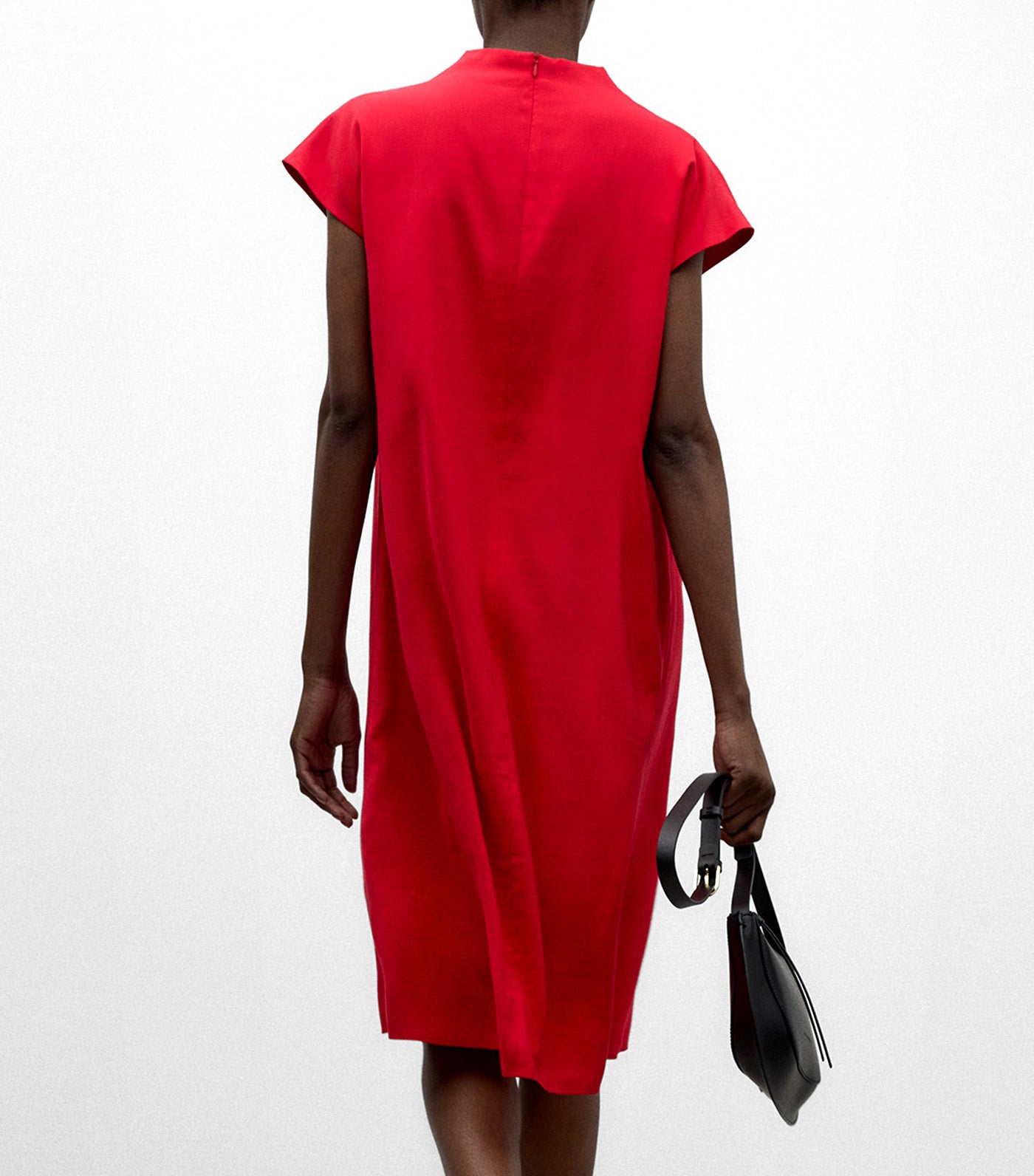 Dress with Draped Neckline Red