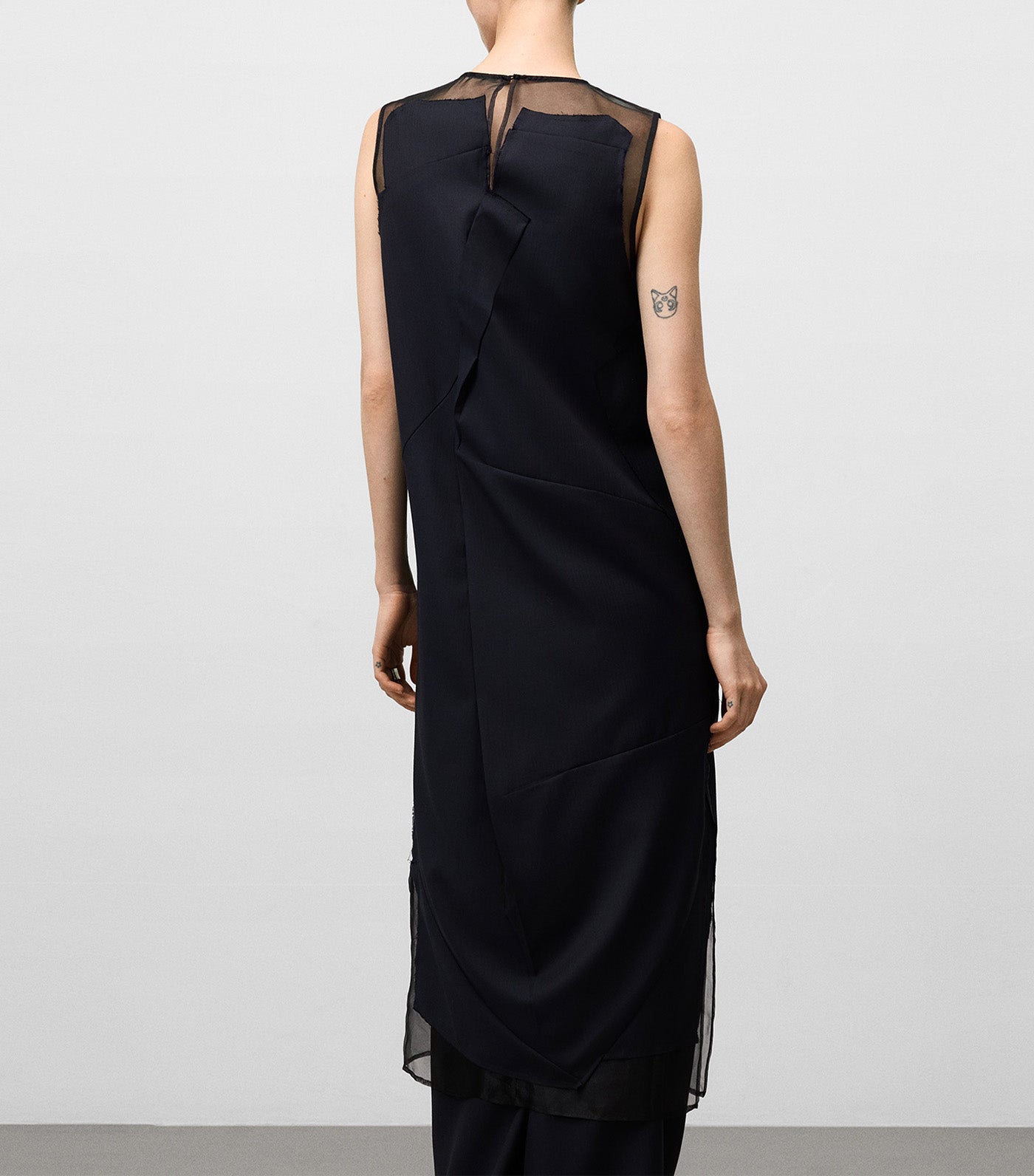 Adolfo Dominguez Contrast Fabric Crinkle Dress Navy Blue