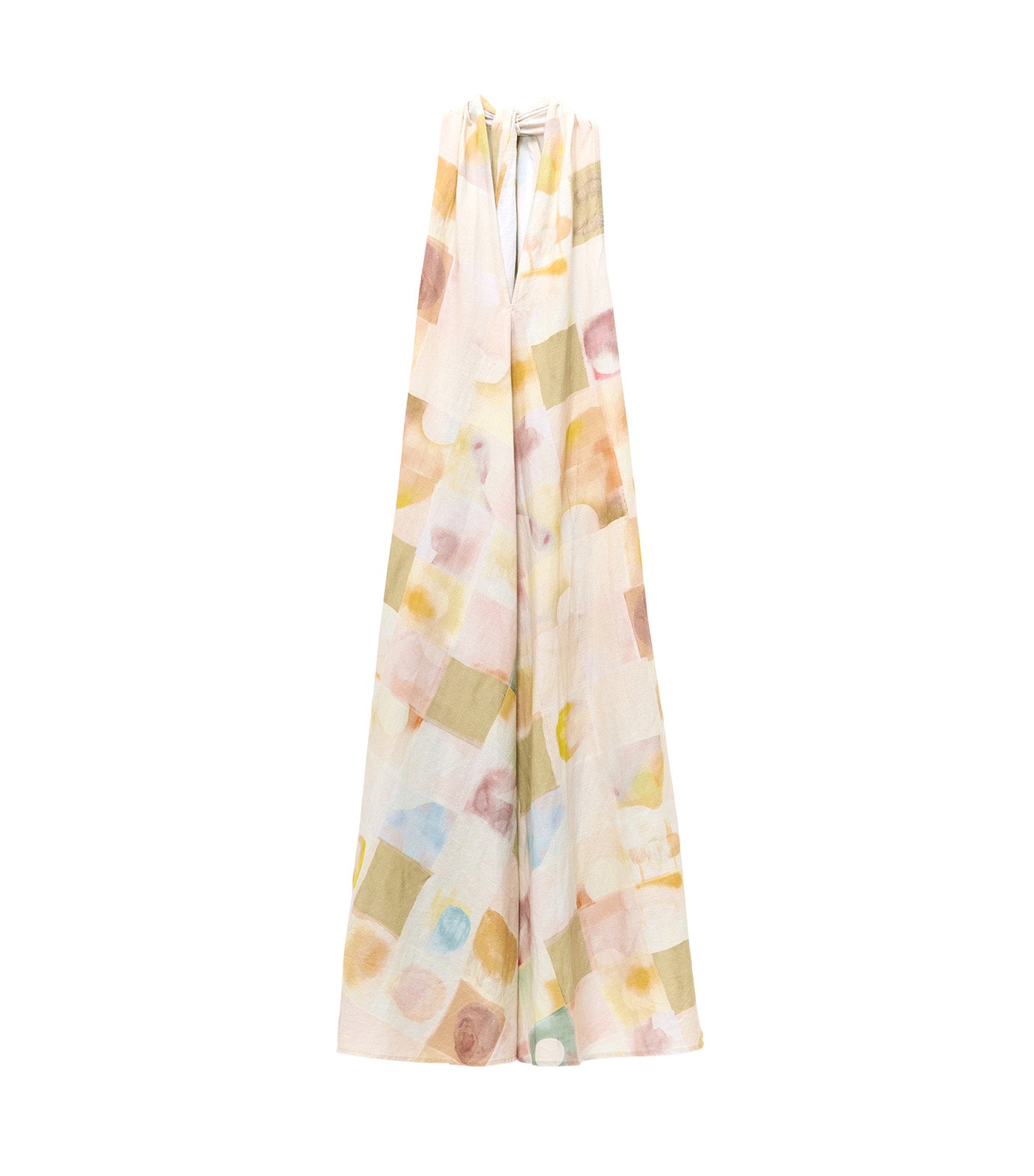 V-Neckline Printed Dress Multicolor