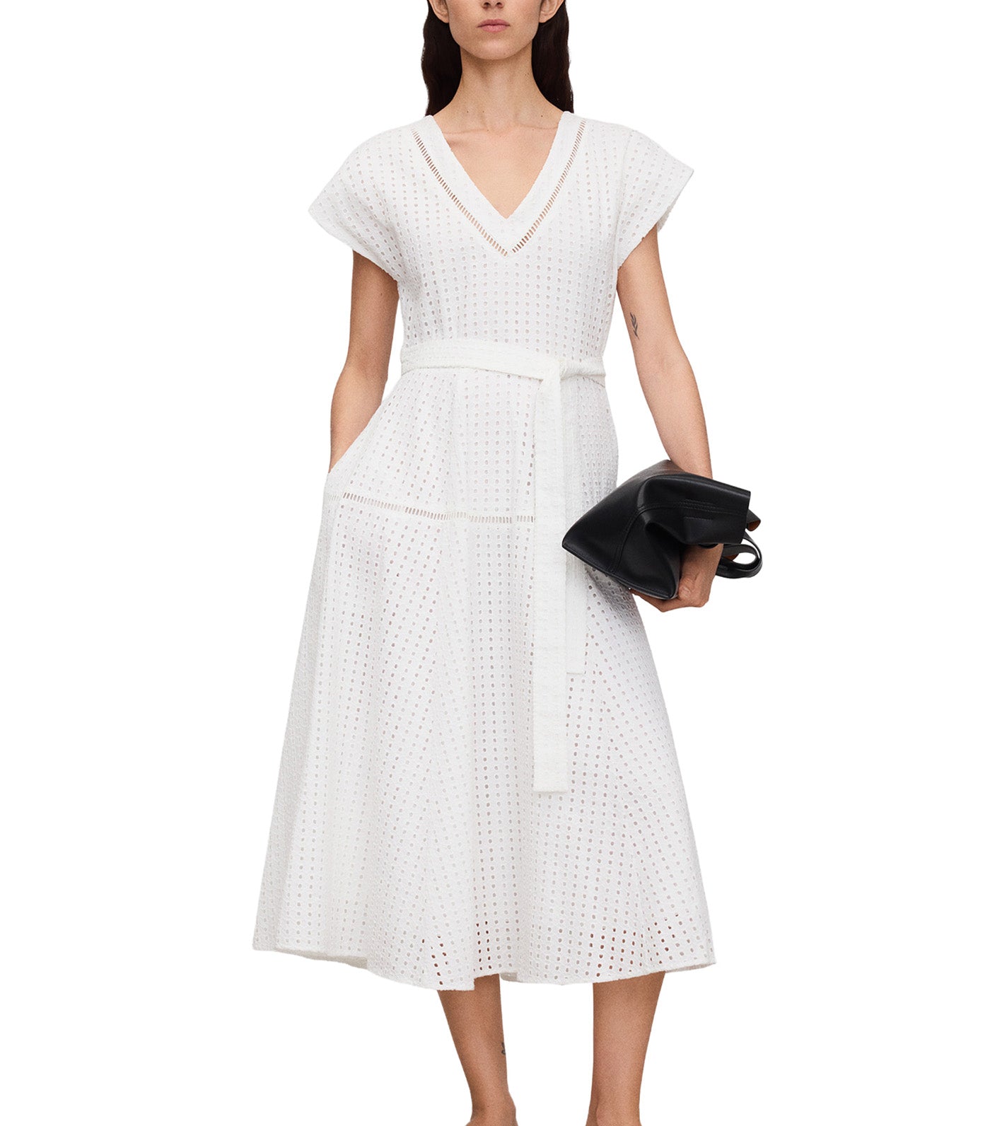 Poplin Dress With English Embroidery White 
