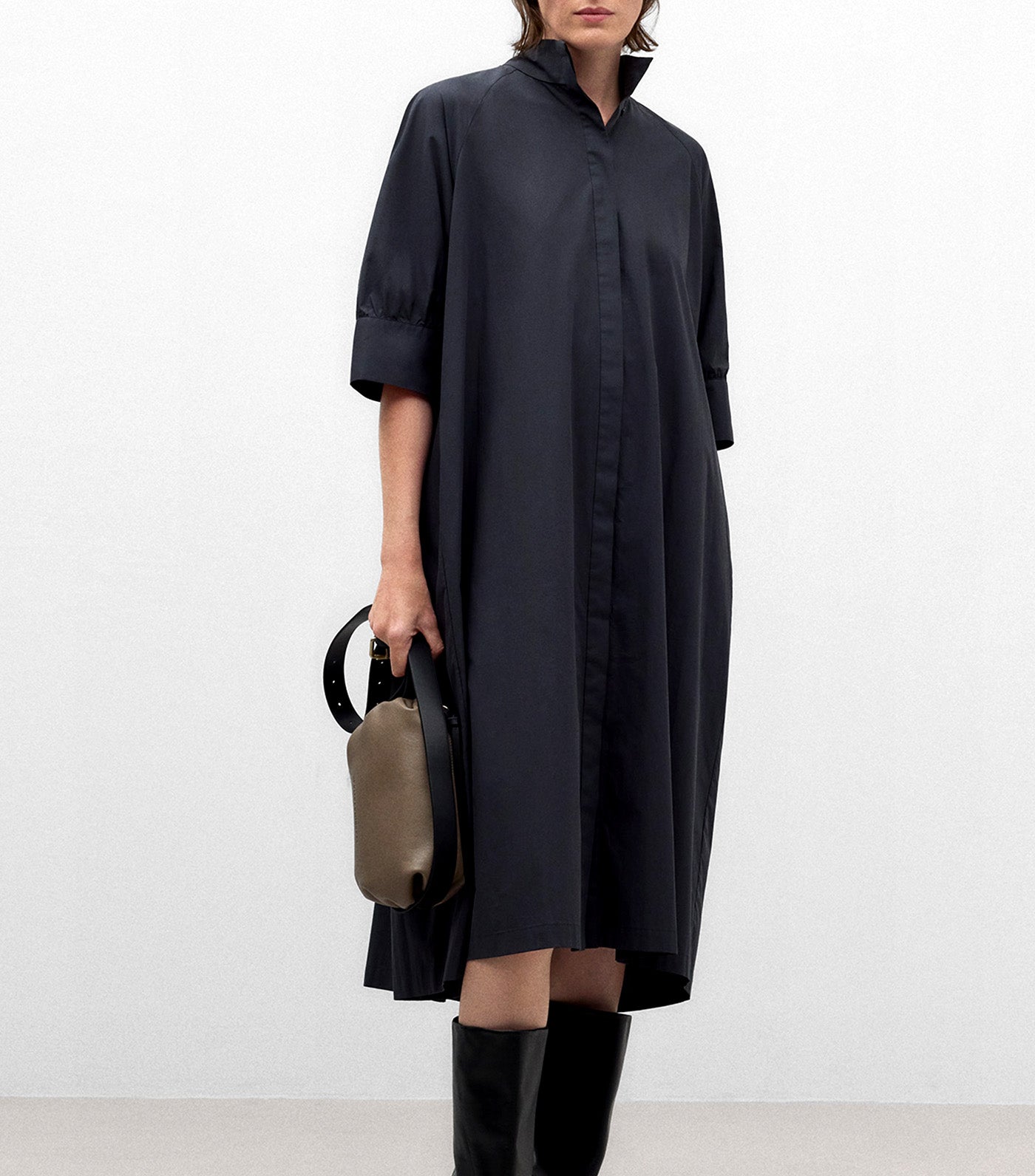 Cotton Midi Dress Dark Blue