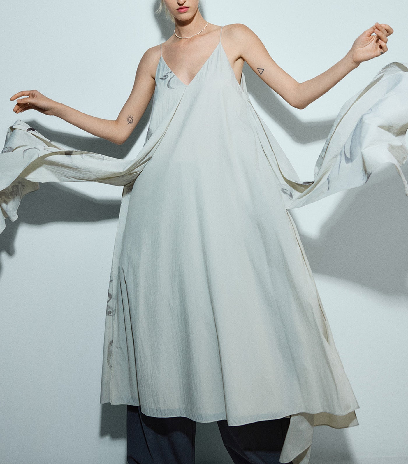 Combined Slip Light Dress Light Blue