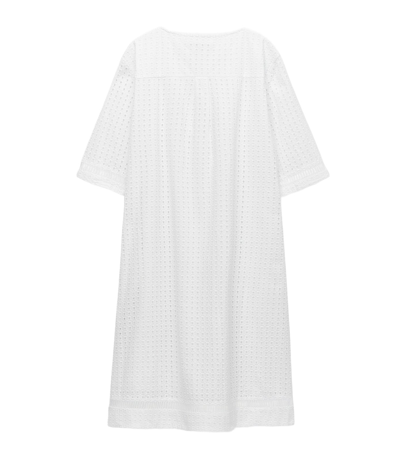 Poplin Caftan With English Embroidery White