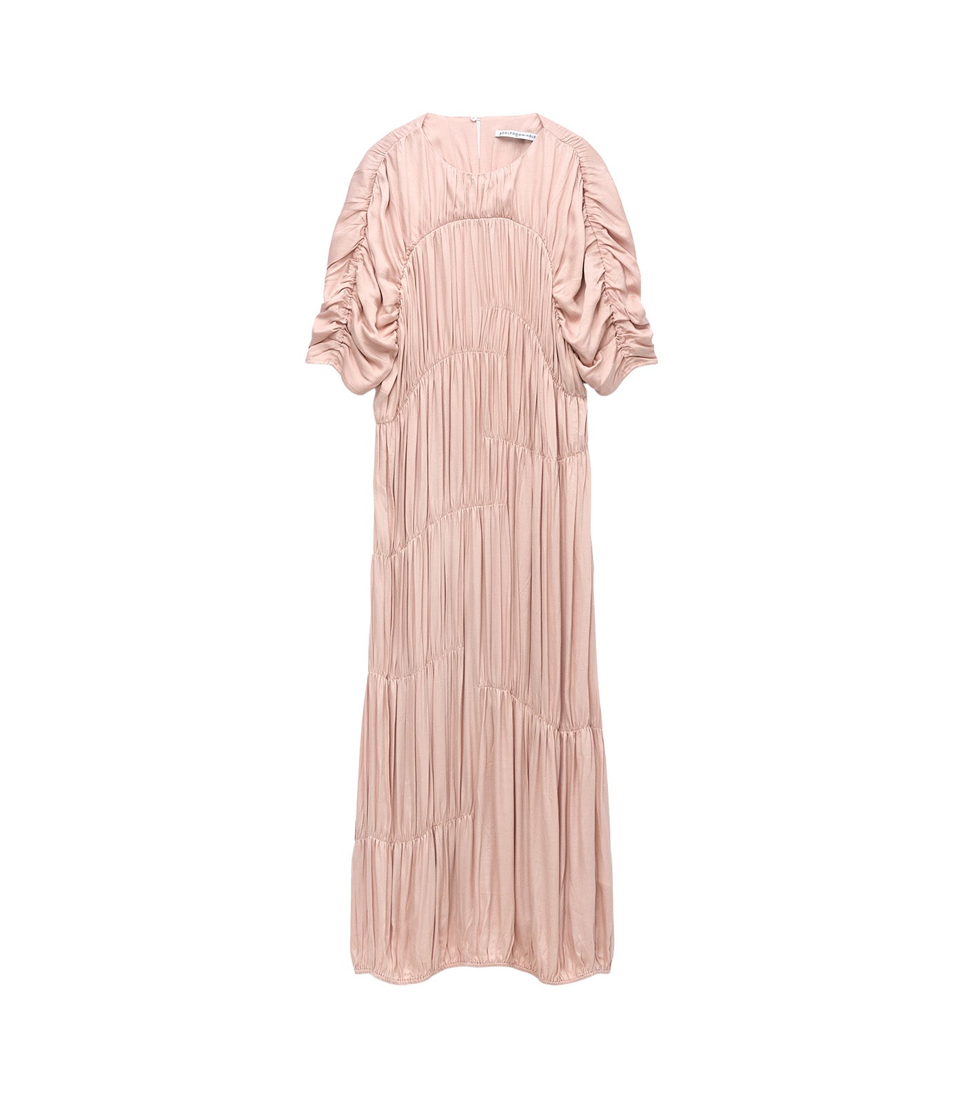 Short Sleeve Ruched Dress Light Pink