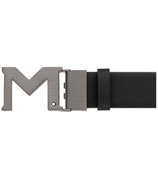 M Buckle 35mm Leather Belt Black