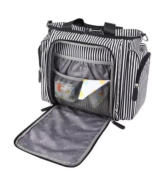 Gabrielle Tote Baby Changing Bag Black Stripes