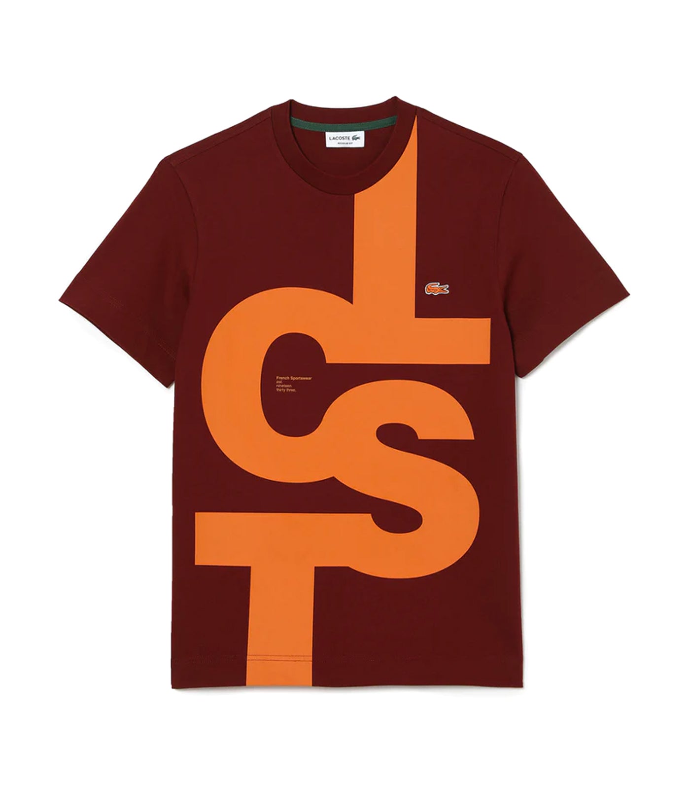 Men's Regular Fit Contrast Lettering Cotton T-Shirt Cranberry