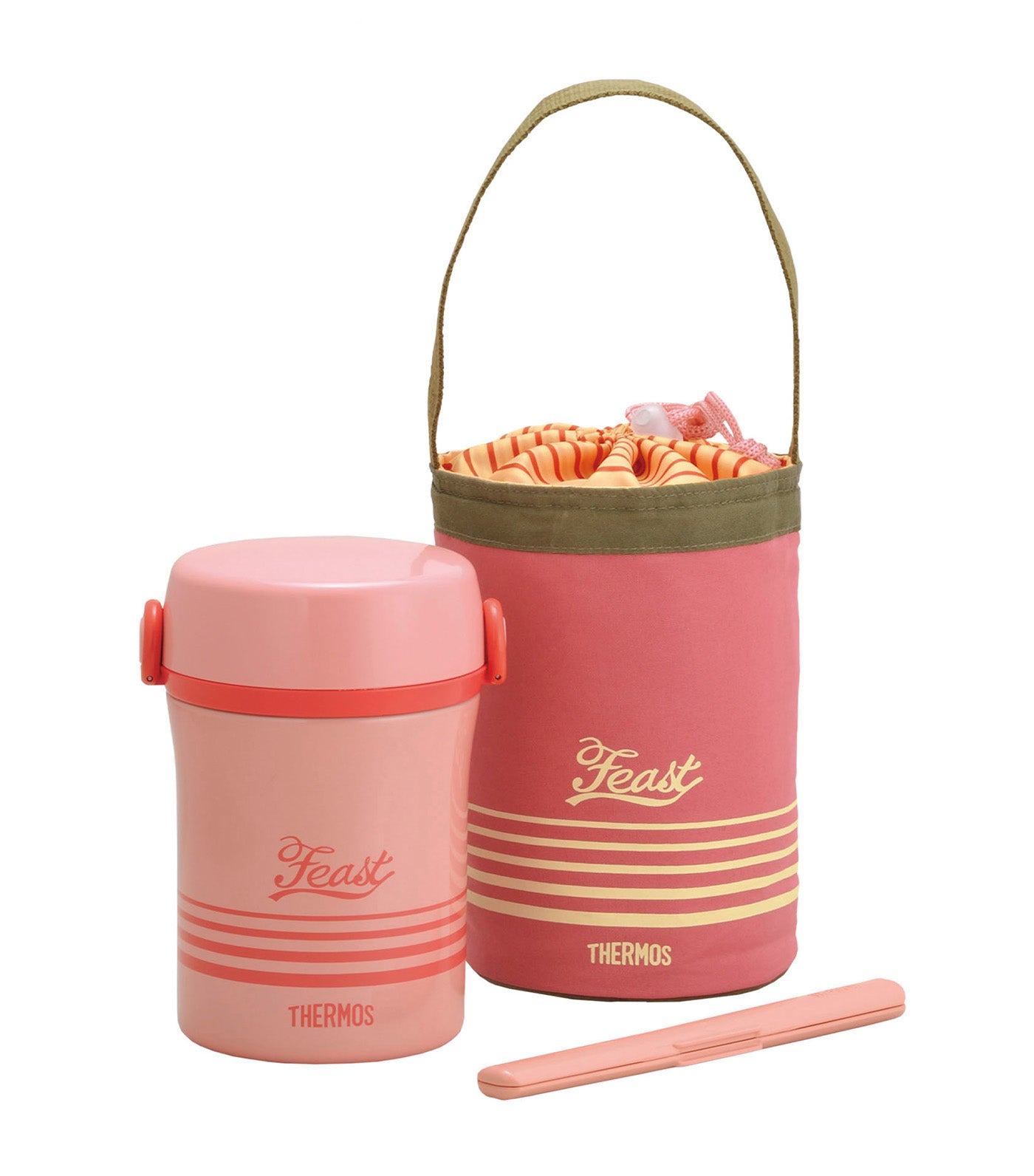 Lunch Box Jar 800ml with Bag Coral Pink