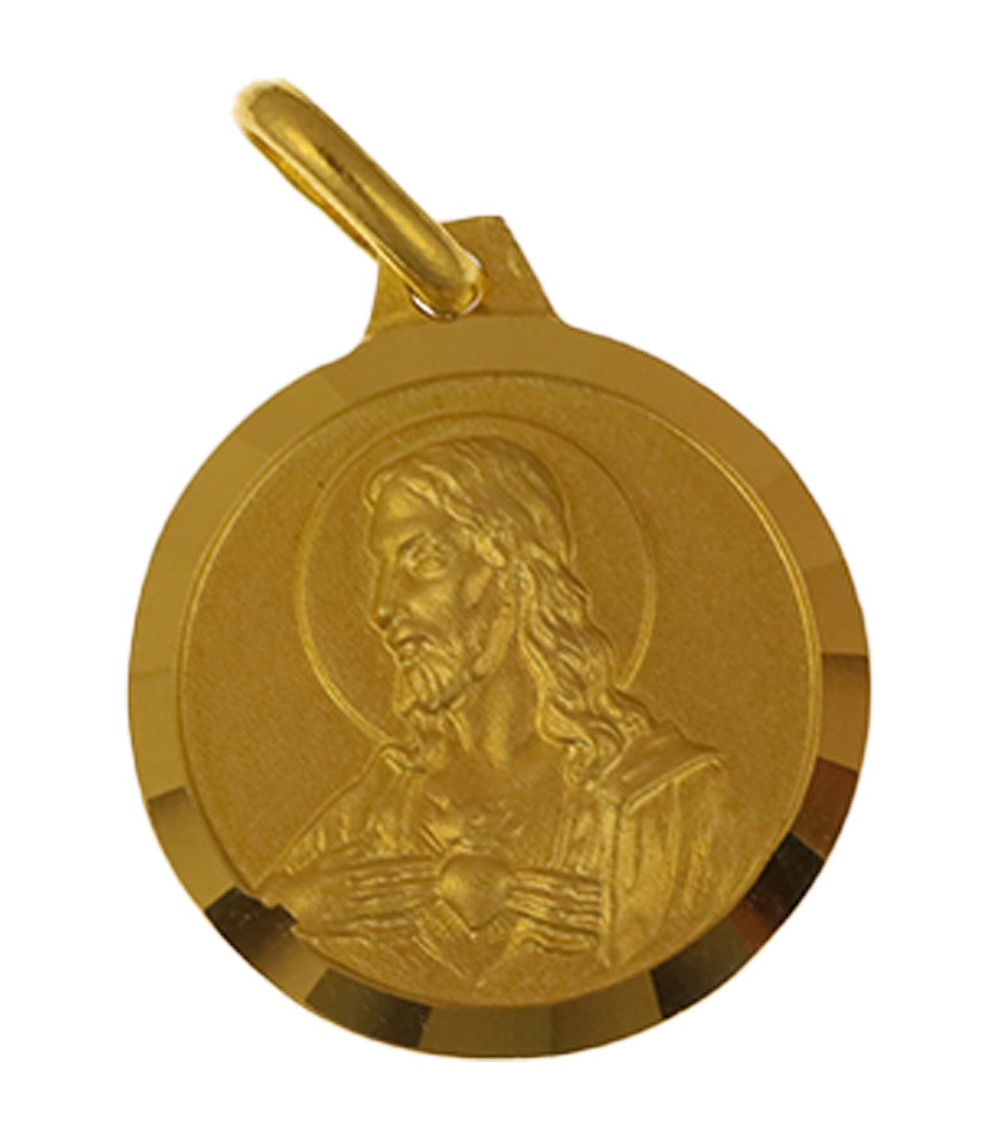 Virgin Mary/Sacred Heart Medal 18k Yellow Gold 14mm