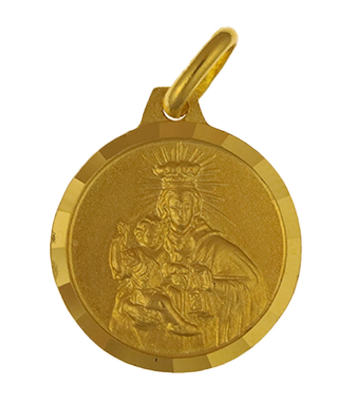 Virgin Mary/Sacred Heart Medal 18k Yellow Gold 14mm