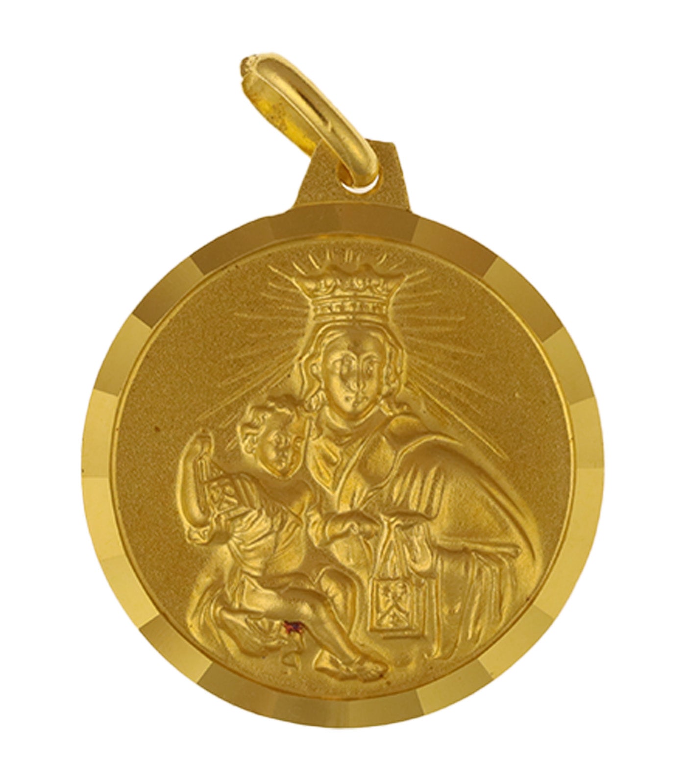 Virgin Mary/Sacred Heart Medal 18k Yellow Gold 20mm