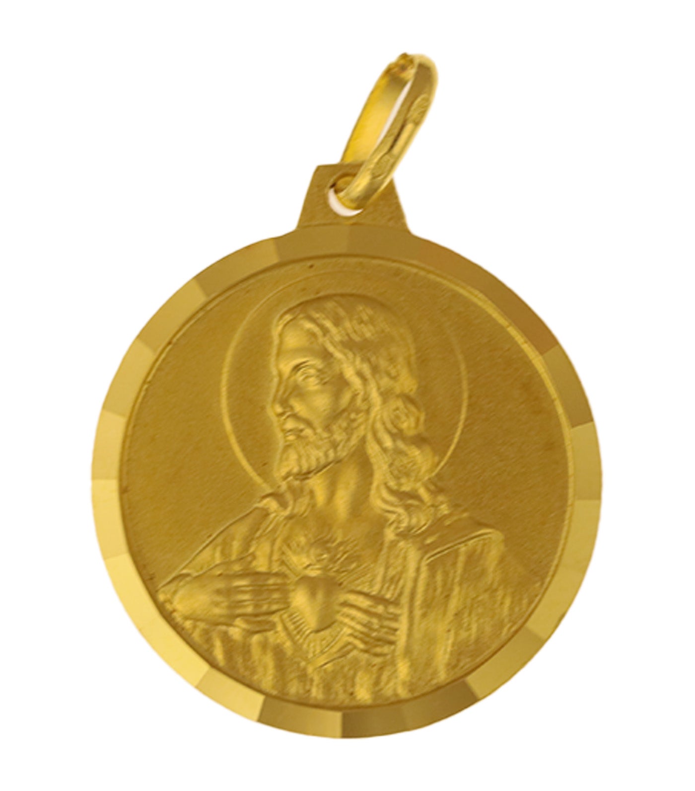 Virgin Mary/Sacred Heart Medal 18k Yellow Gold 20mm