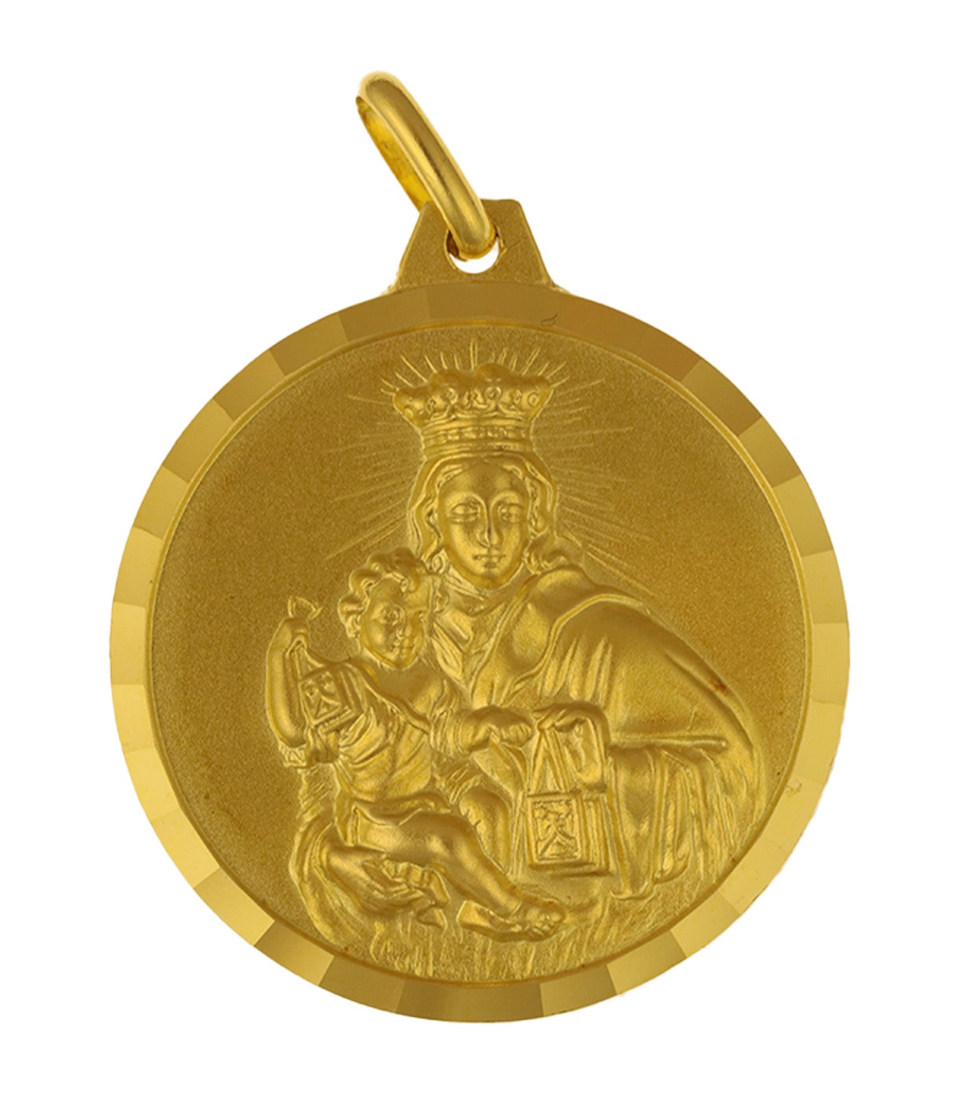 Virgin Mary/Sacred Heart Medal 18k Yellow Gold 30mm