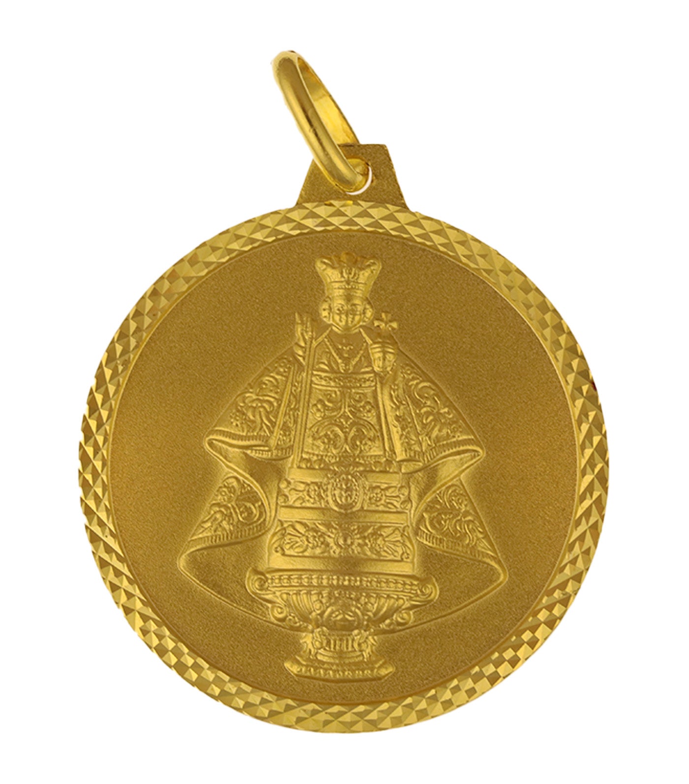 Sacred Heart/Sto Ñino de Cebu Medal 18k Yellow Gold 30mm