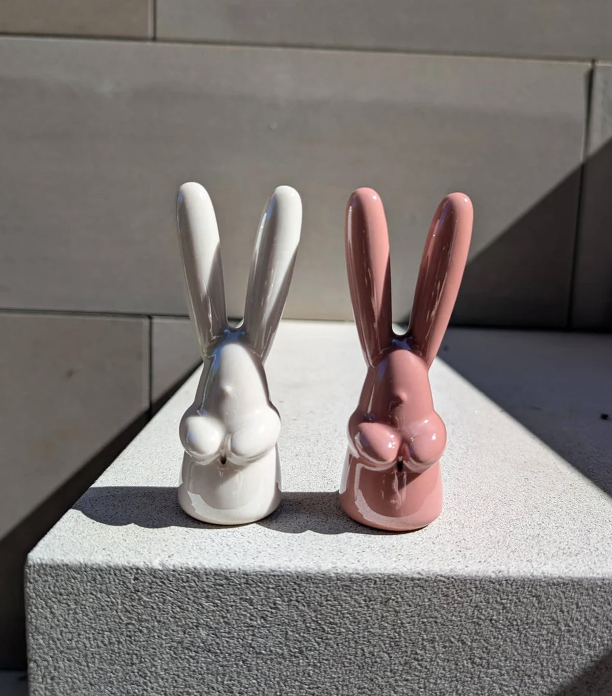 Bunny Figurine Incense Ring Holder Pink