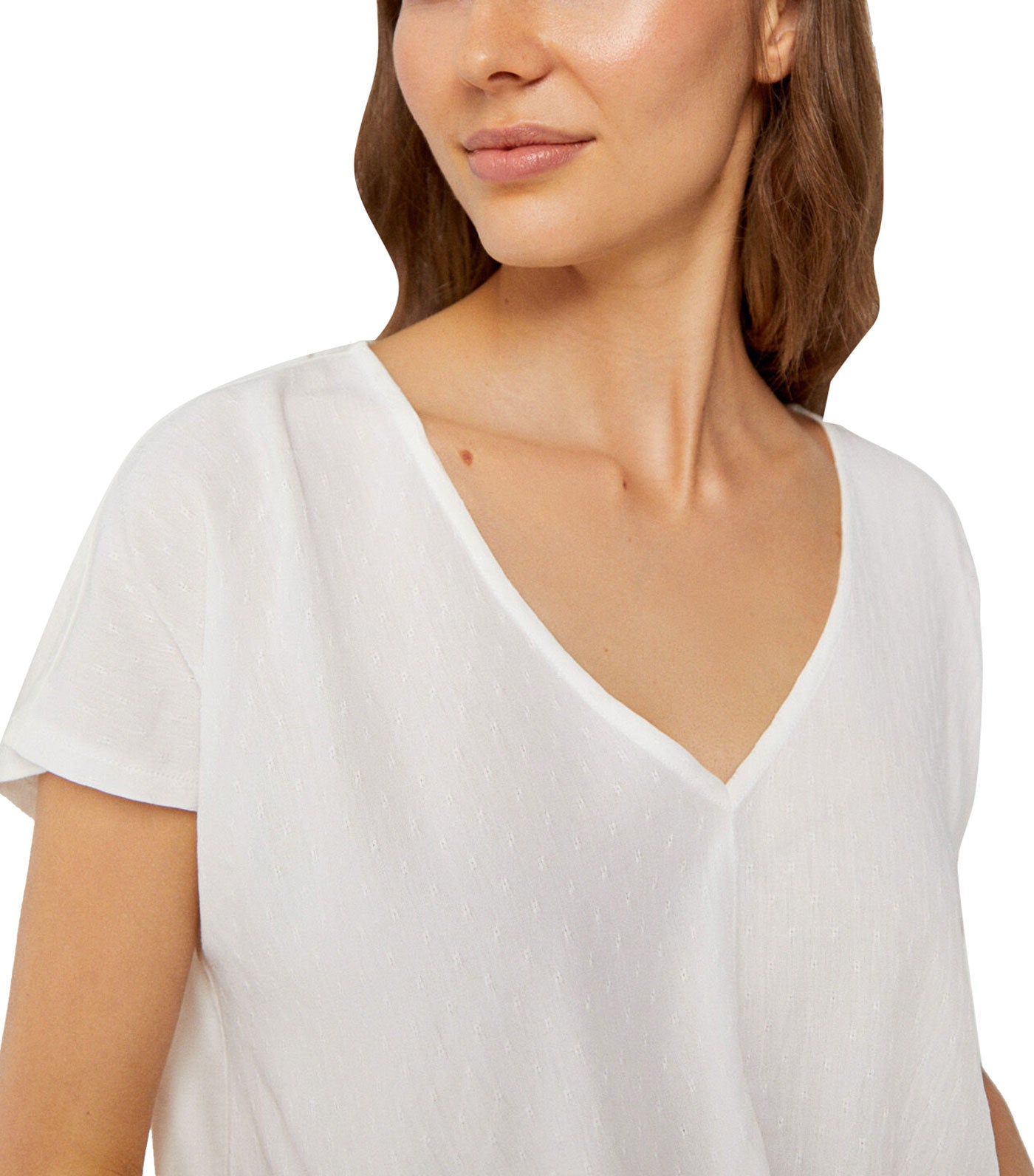 Combined Knit Top with Draped Knot White