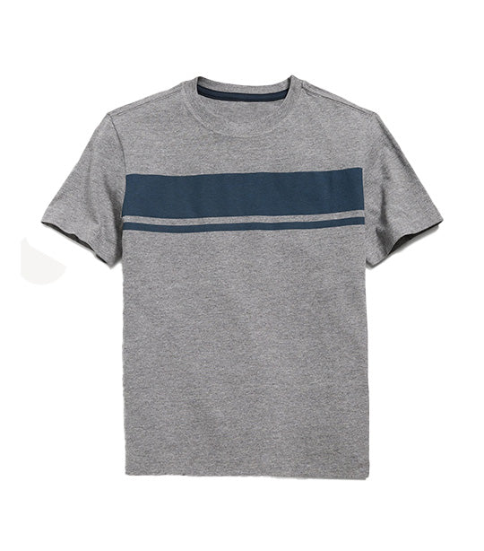 Softest Short-Sleeve Striped T-Shirt for Boys Blue Gray Stripe