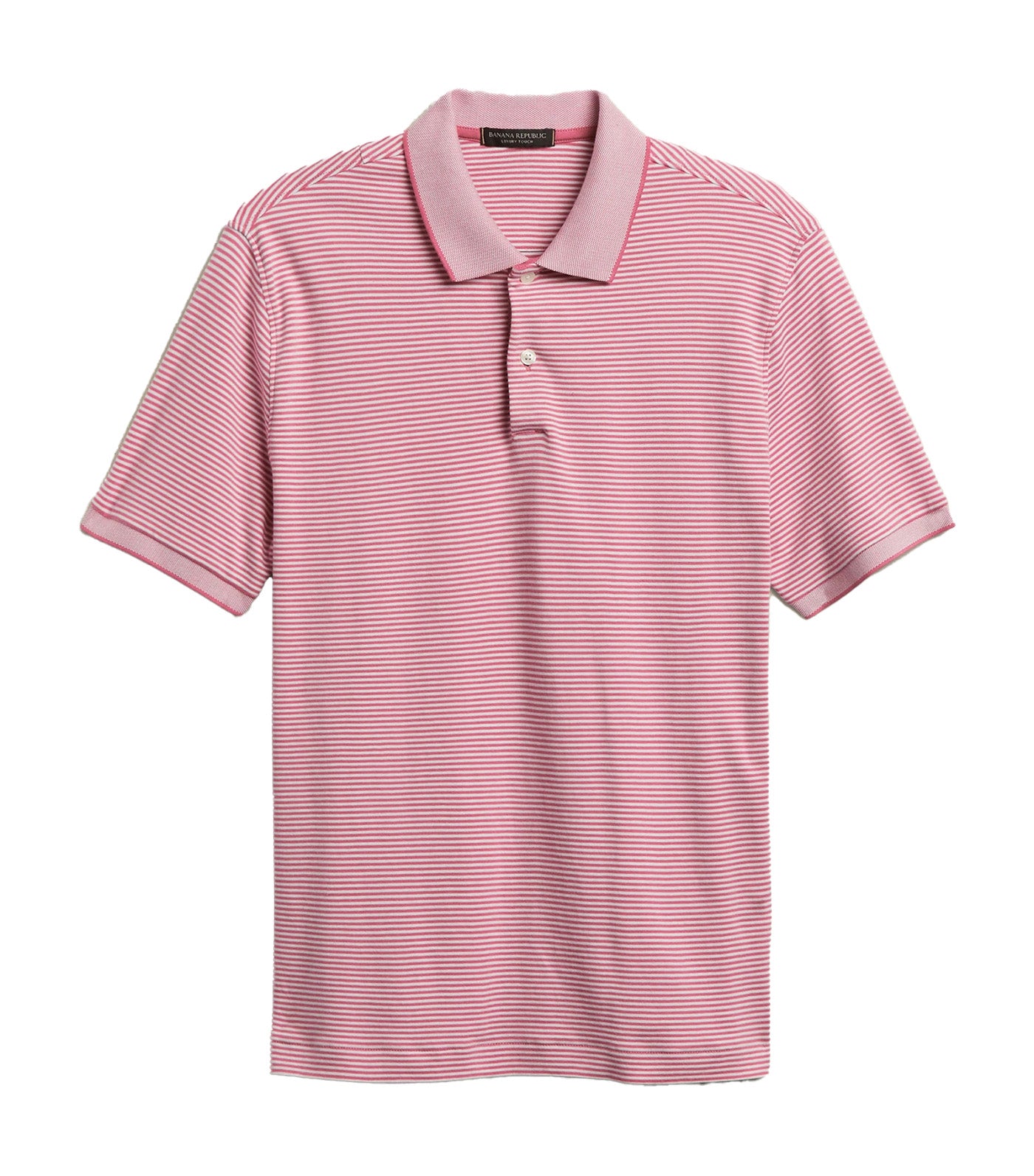 Luxury-Touch Performance Polo Pink Stripe