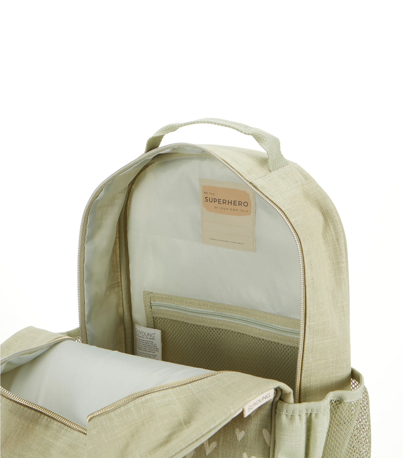 Grade School Backpack - Little Hearts Sage