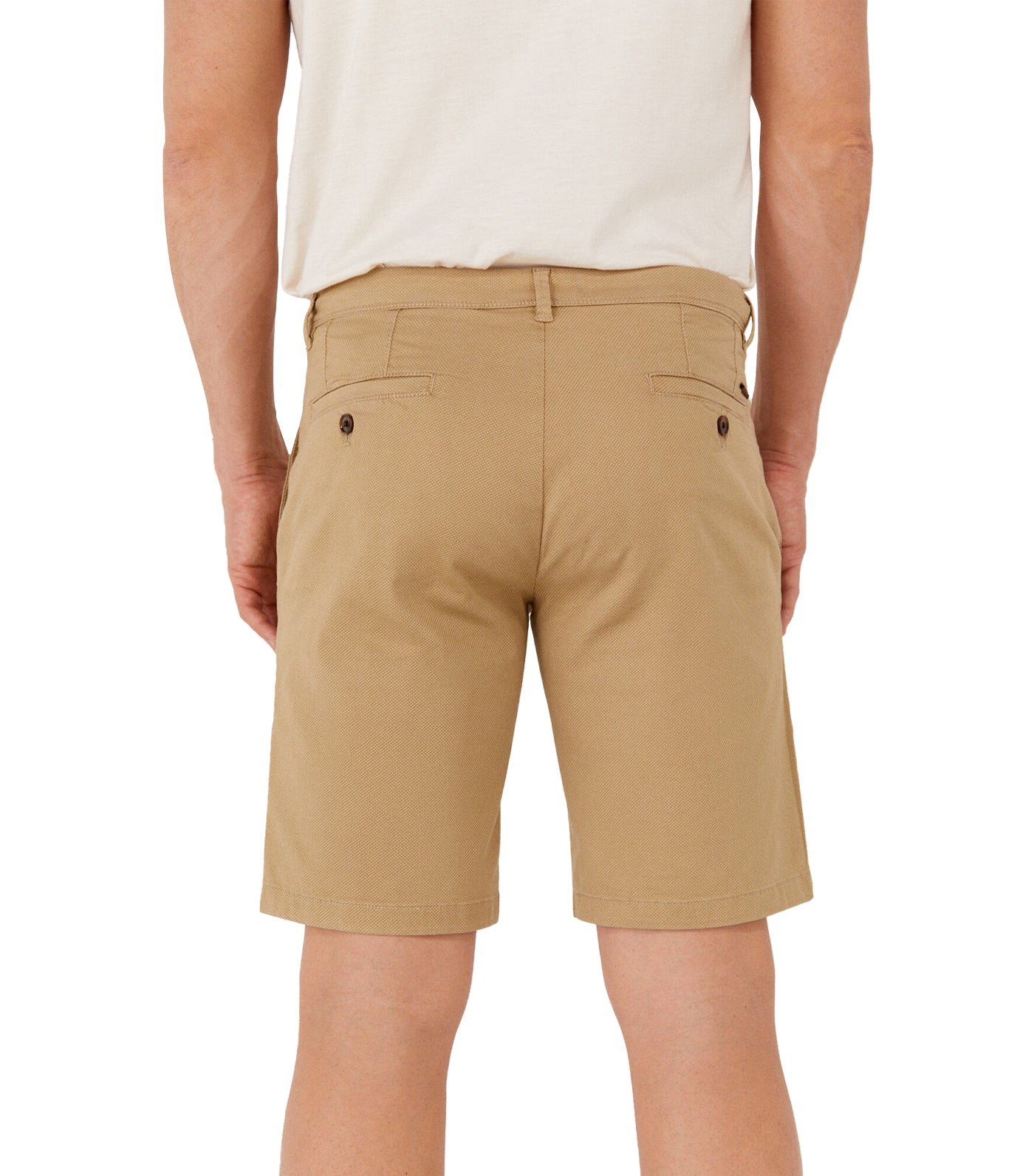 Bermuda Shorts with Micro Drawing Print Beige
