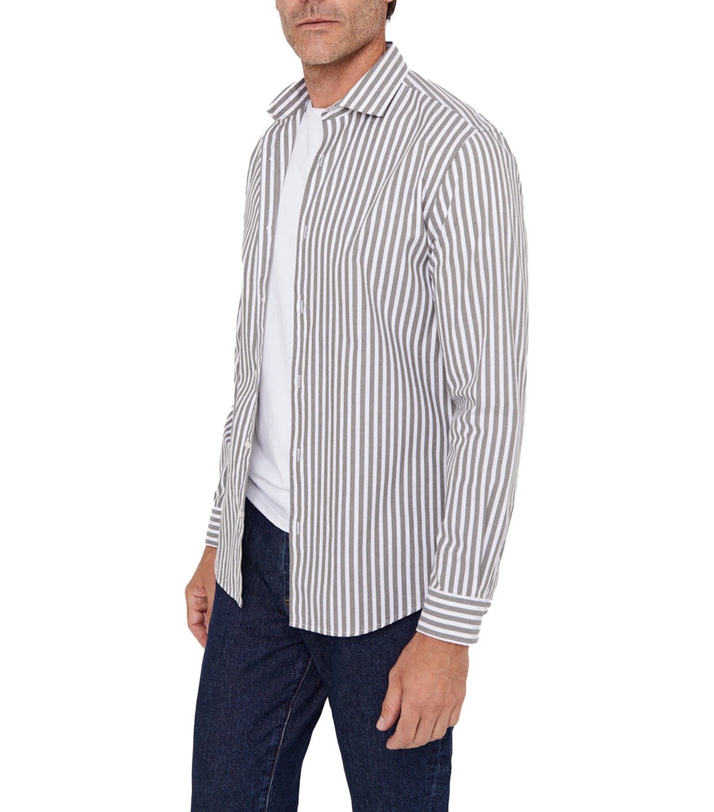 Striped Cotton Shirt Gray