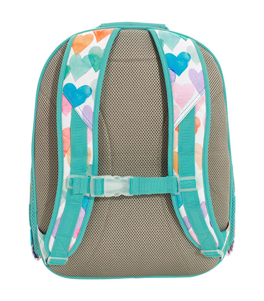 Pottery Barn Kids Mackenzie Aqua Rainbow Hearts Backpack and