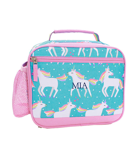 Mackenzie Aqua Unicorn Parade Rolling Backpack and Cold Pack Lunch Box
