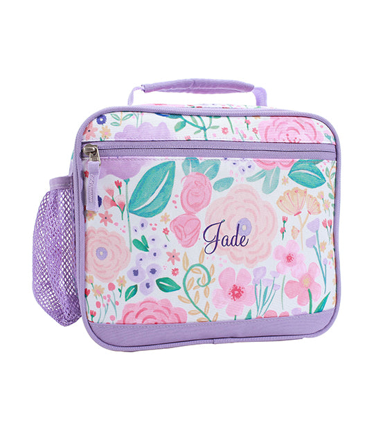 Mackenzie Lavender Floral Blooms Backpack, Lunch Box, and Water Bottle
