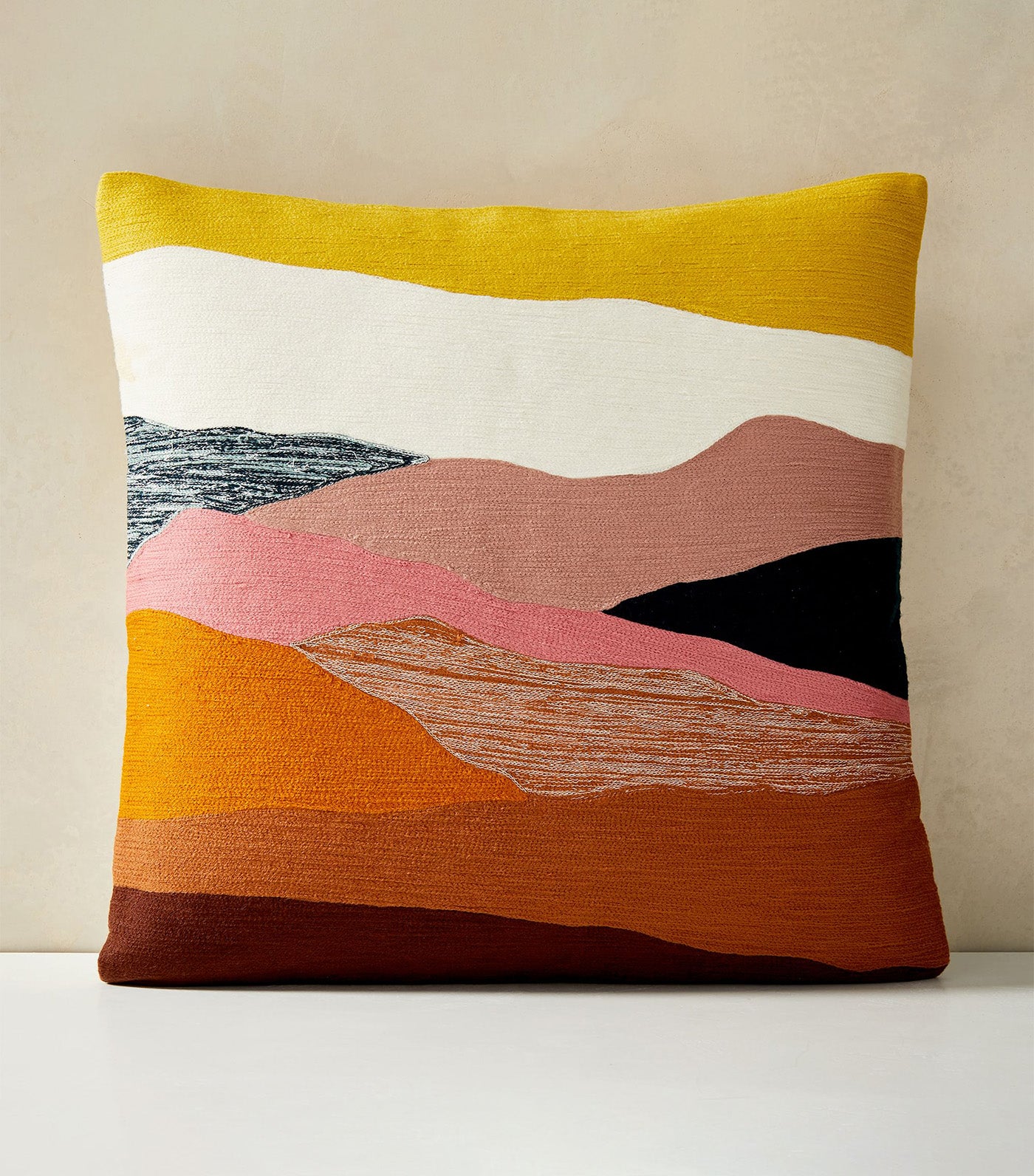  west elm Crewel Landscape Pillow Cover - Desert Sunset