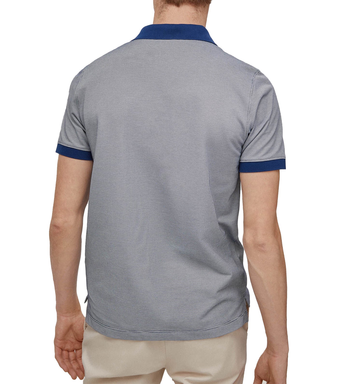 Jacquard Structure Polo Shirt Blue
