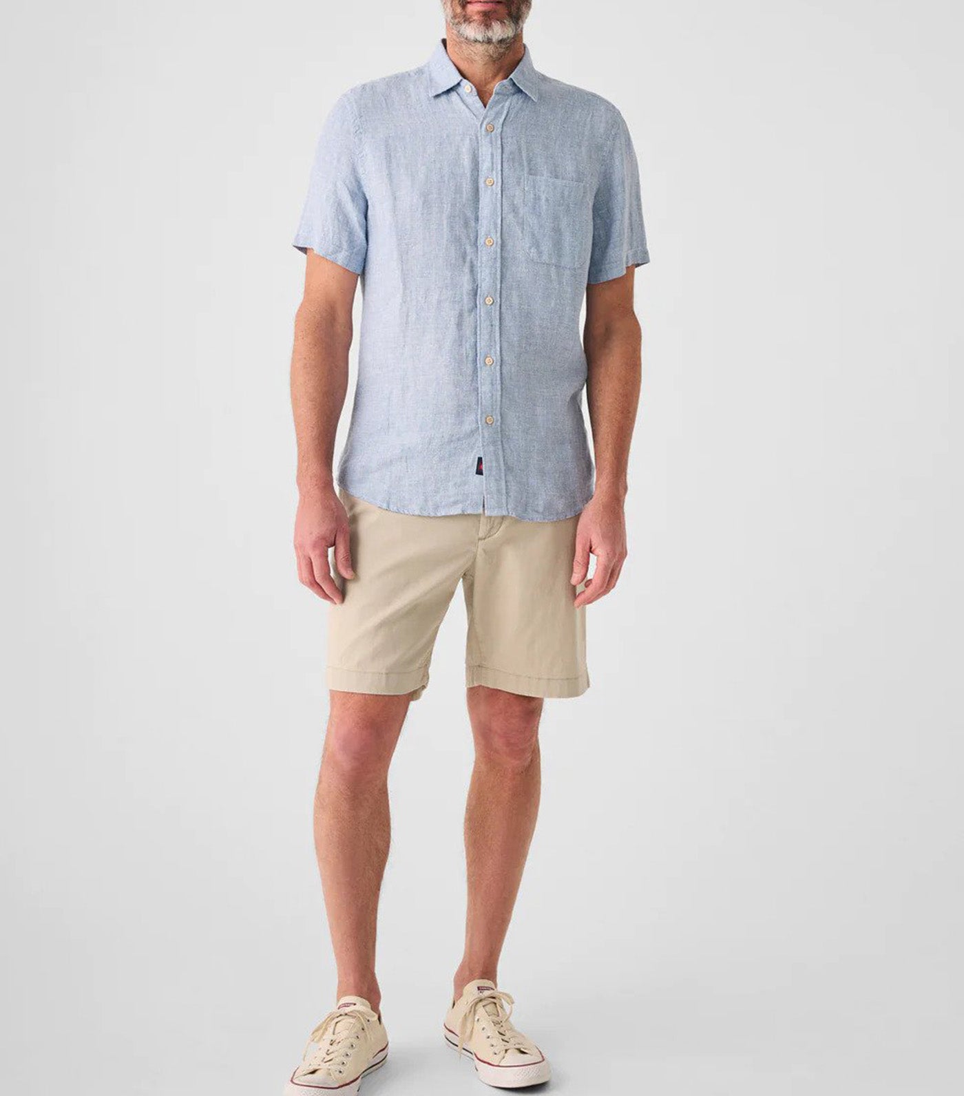 Short Sleeve Linen Laguna Shirt Blue Basketweave