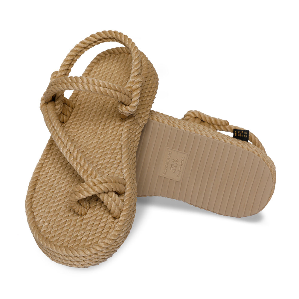 Bohonomad Hawaii Platform Sandals Beige