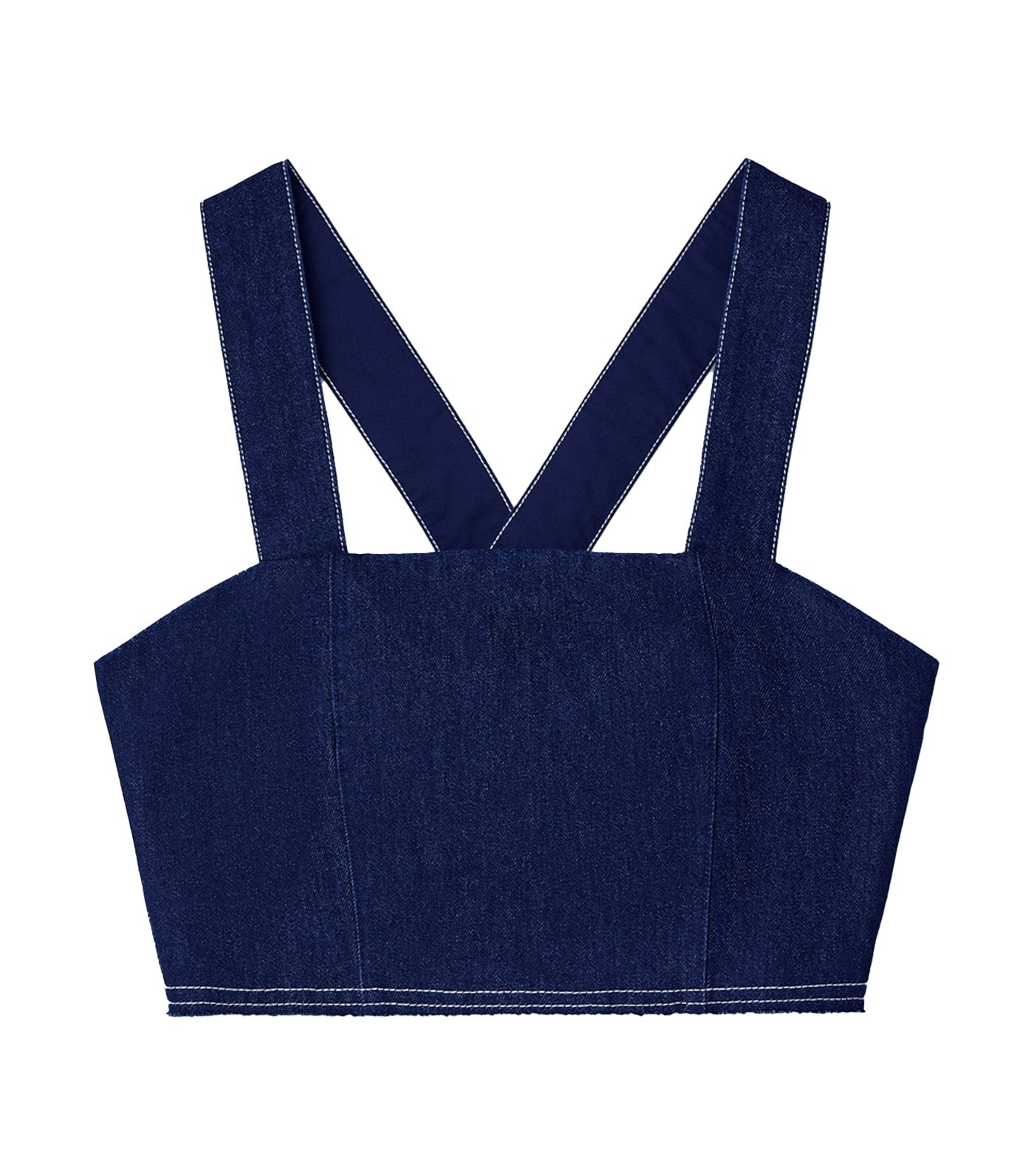 Denim Top with Contrasting Stitching Blue