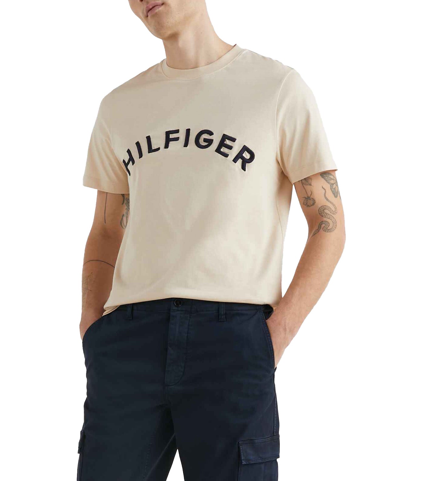 Men's Logo Embroidery Arched Tee Tuscan Beige