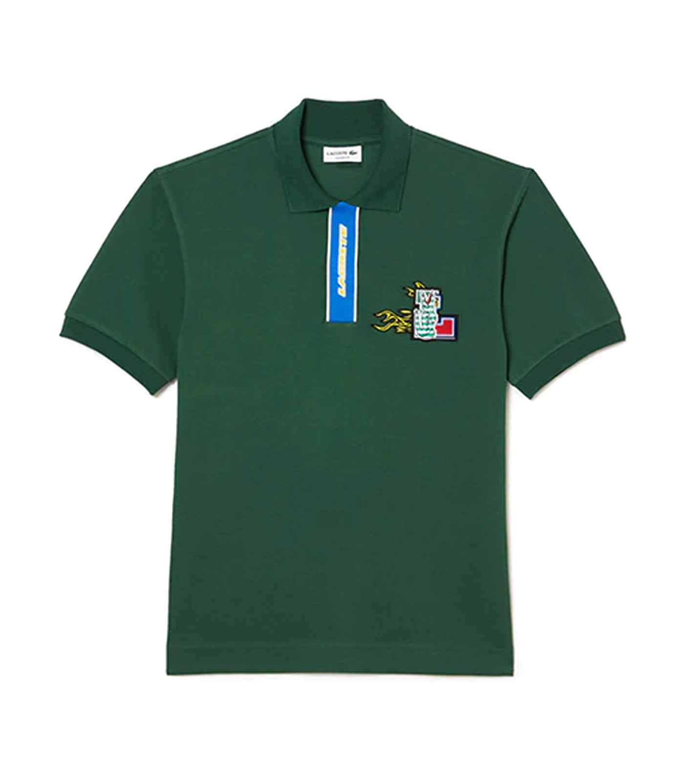 Men's Holiday Contrast Placket and Crocodile Badge Polo Green