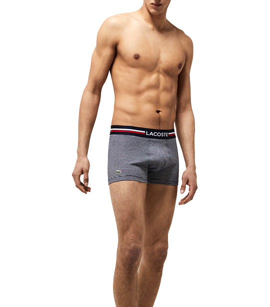 Lacoste Pack of 3 Iconic Boxer Briefs with Three-Tone Waistband Navy  Blue/White