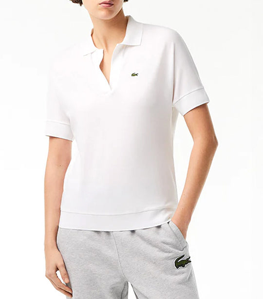 Women's Flowy Piqué Polo Shirt White