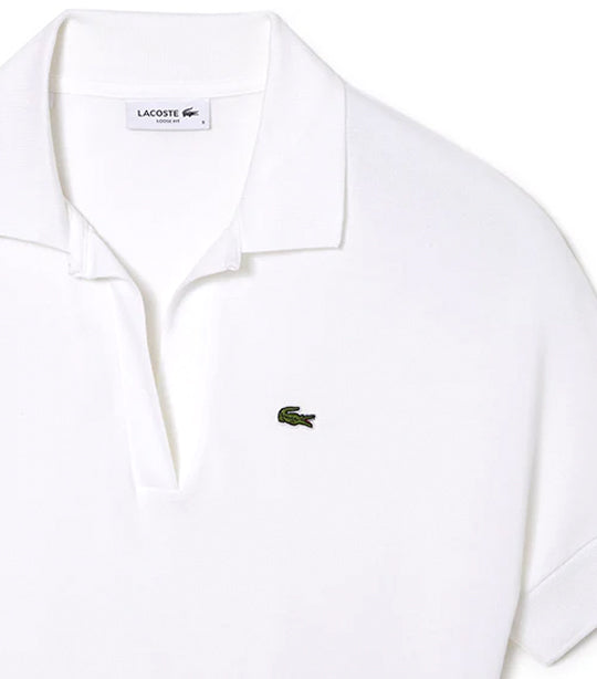 Women's Flowy Piqué Polo Shirt White