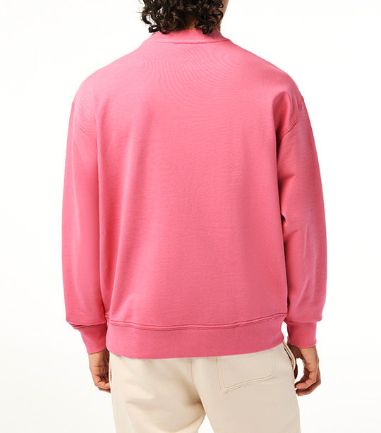 Men’s Round Neck Loose Fit Vintage Print Sweatshirt Reseda Pink