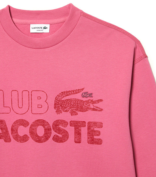 Men’s Round Neck Loose Fit Vintage Print Sweatshirt Reseda Pink
