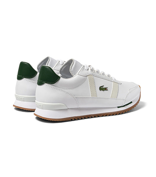 Men's Partner Retro Textile Heel Pop Sneakers White/Dark Green