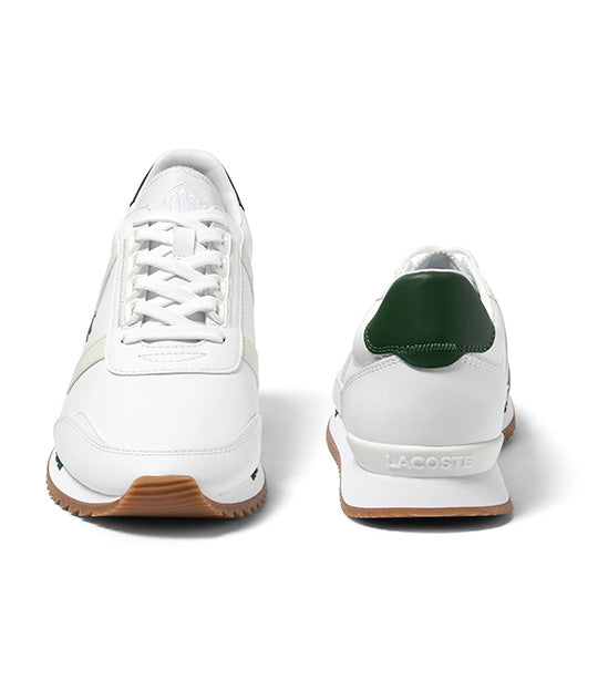 Men's Partner Retro Textile Heel Pop Sneakers White/Dark Green