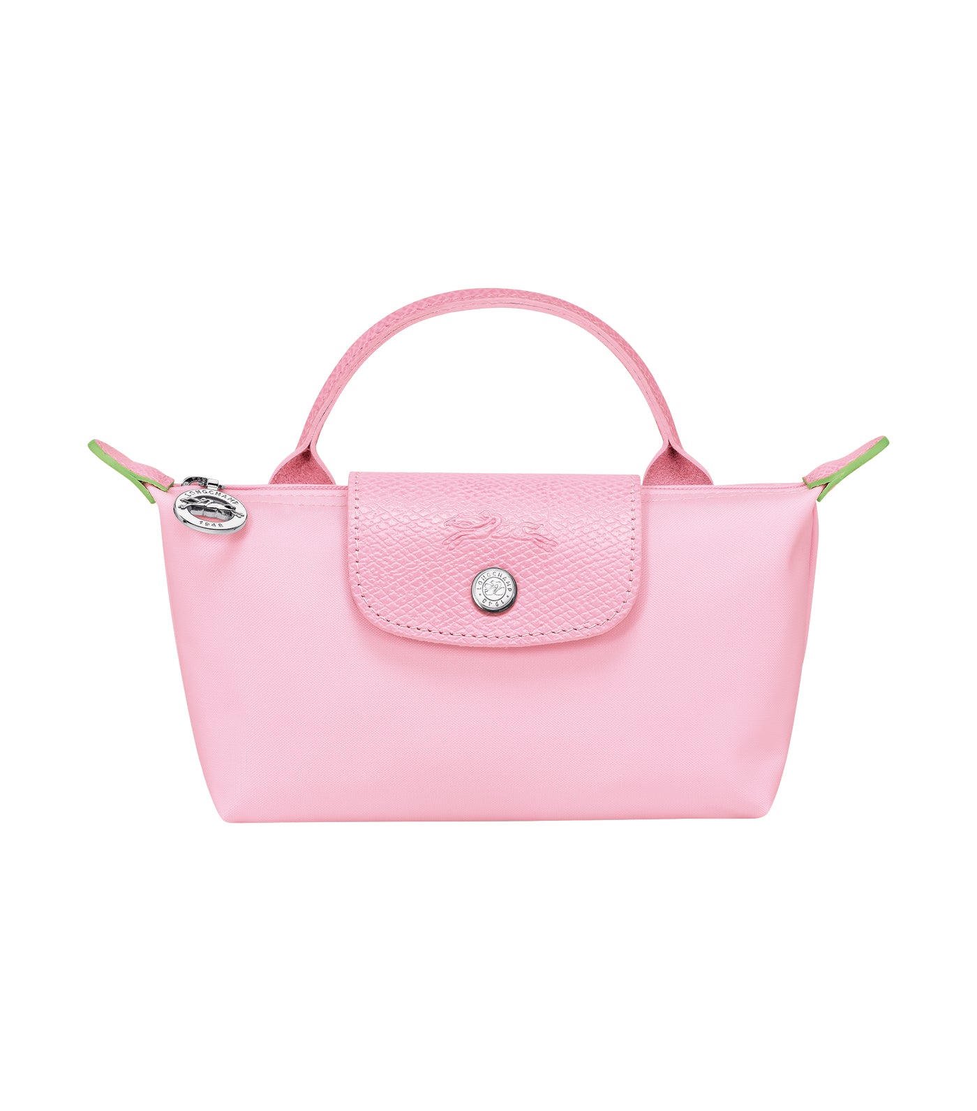 Le Pliage Green Pouch with handle Pink - Recycled canvas