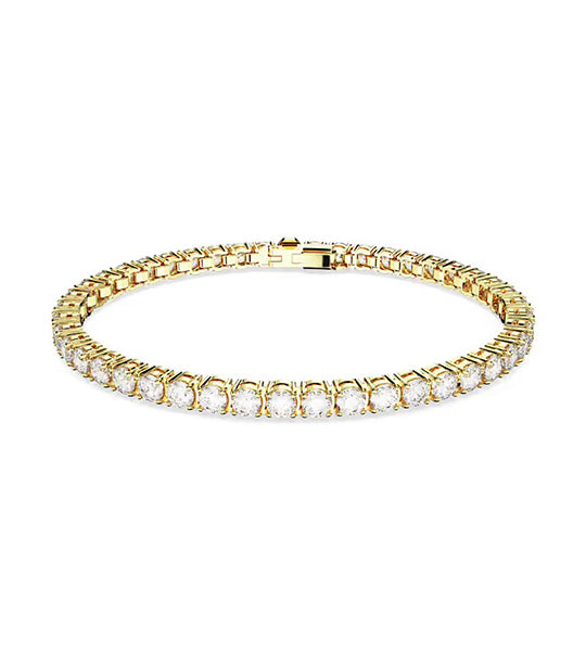 Matrix Tennis Bracelet M Round Cut, White, Gold-Tone Plated White