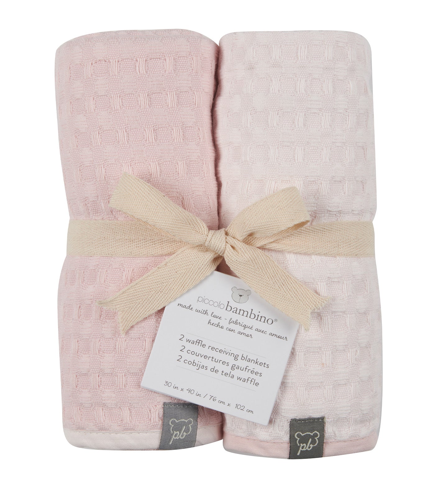 Two-Pack Waffle Receiving Blanket - Pink