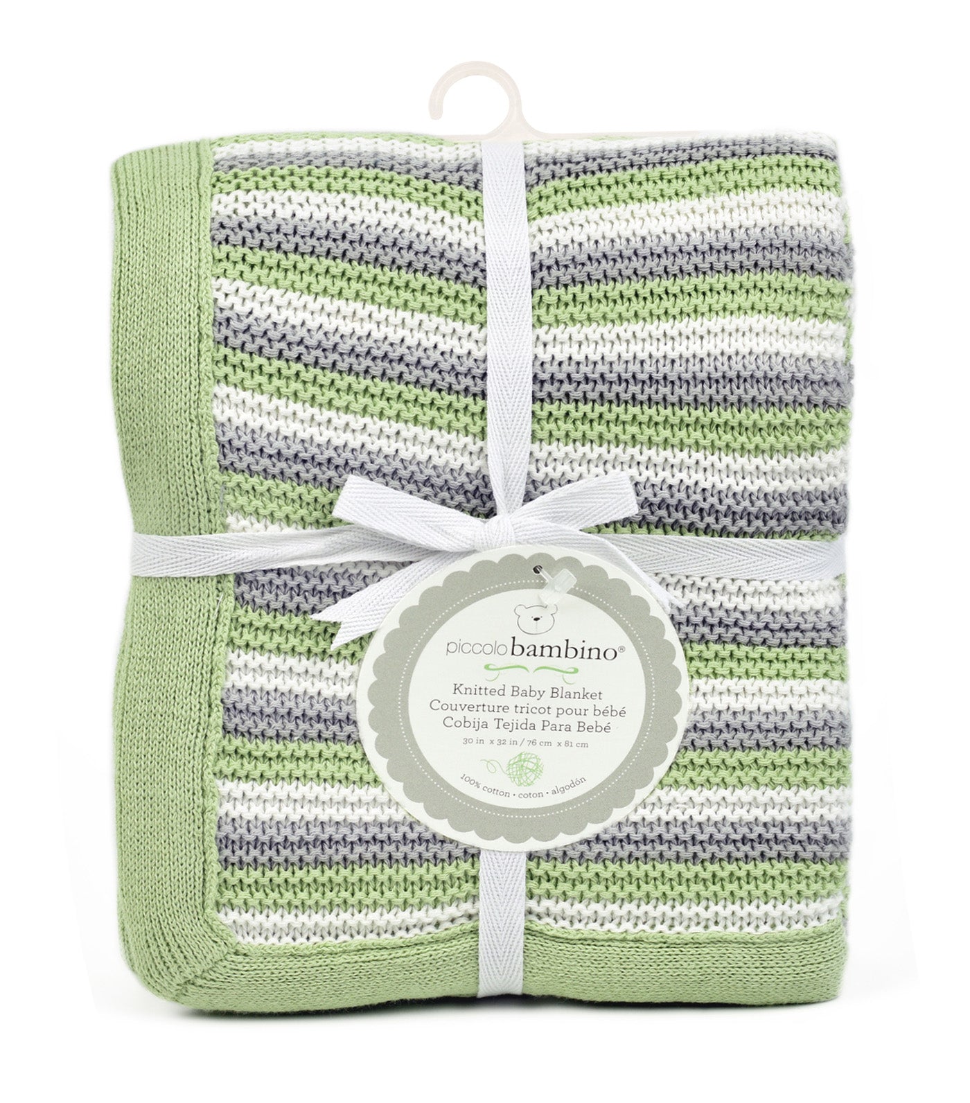 Cotton Knit Stripe Blanket - Green